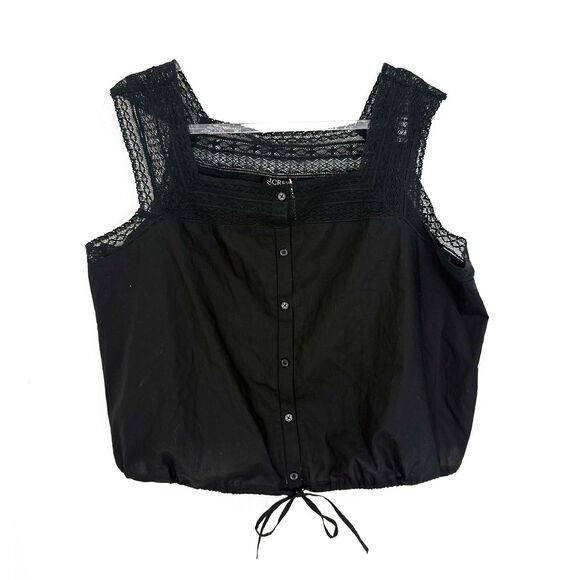 J.CREW Lace Trim Cropped Top XXL Button Tie Bottom Balloon Tank NWT B58 - Picture 2 of 6